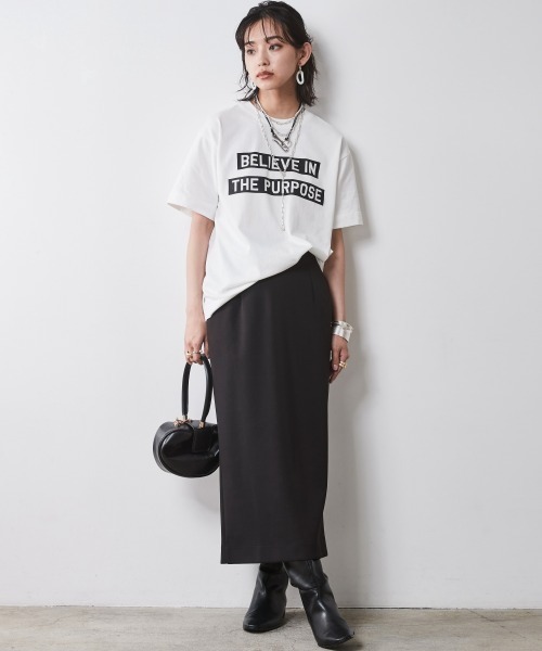 CHIC STYLE（シックスタイル）の「 ダブルジャージタイトロングスカート ＜大きいサイズ有＞シックスタイル　（スカート・レディース・モカ/アイボリー/ブラック・M/L/LL/3L/4L/5L）」の20枚目の写真