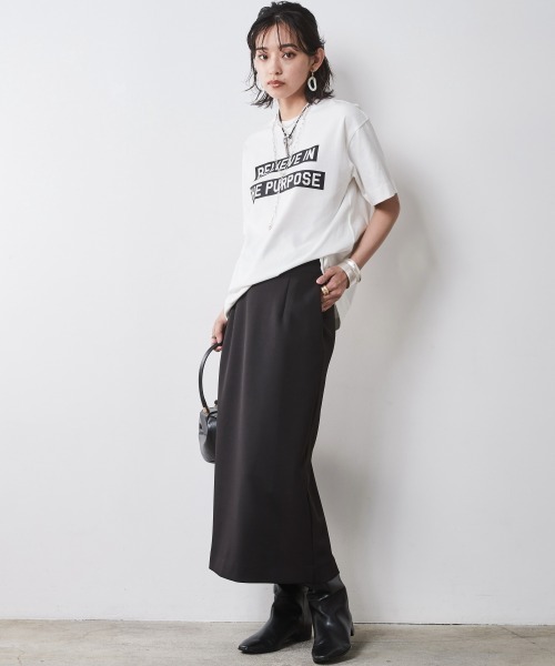 CHIC STYLE（シックスタイル）の「 ダブルジャージタイトロングスカート ＜大きいサイズ有＞シックスタイル　（スカート・レディース・モカ/アイボリー/ブラック・M/L/LL/3L/4L/5L）」の18枚目の写真