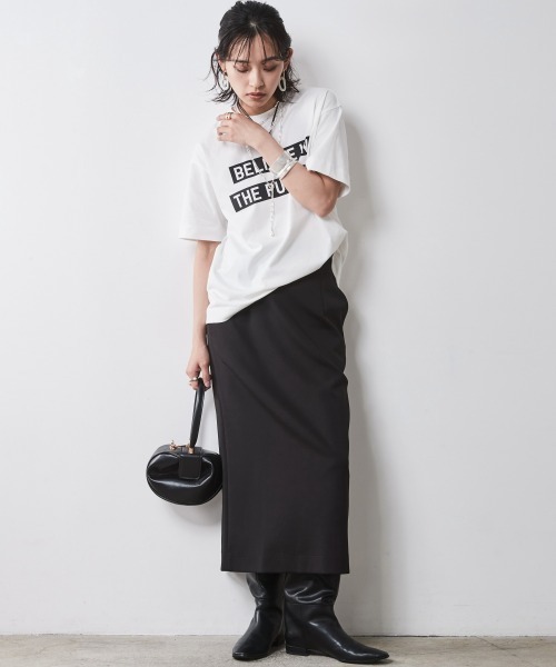 CHIC STYLE（シックスタイル）の「 ダブルジャージタイトロングスカート ＜大きいサイズ有＞シックスタイル　（スカート・レディース・モカ/アイボリー/ブラック・M/L/LL/3L/4L/5L）」の16枚目の写真