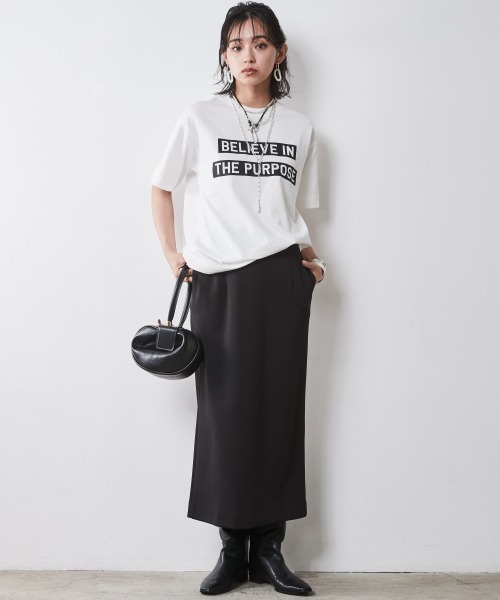 CHIC STYLE（シックスタイル）の「 ダブルジャージタイトロングスカート ＜大きいサイズ有＞シックスタイル　（スカート・レディース・モカ/アイボリー/ブラック・M/L/LL/3L/4L/5L）」の14枚目の写真