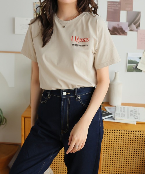 Girly Doll（ガーリードール）の「オリジナルプリントグラフィックロゴTシャツ（Tシャツ/カットソー・レディース・ダークグレー/ピンク/ベージュ・F）」の8枚目の写真