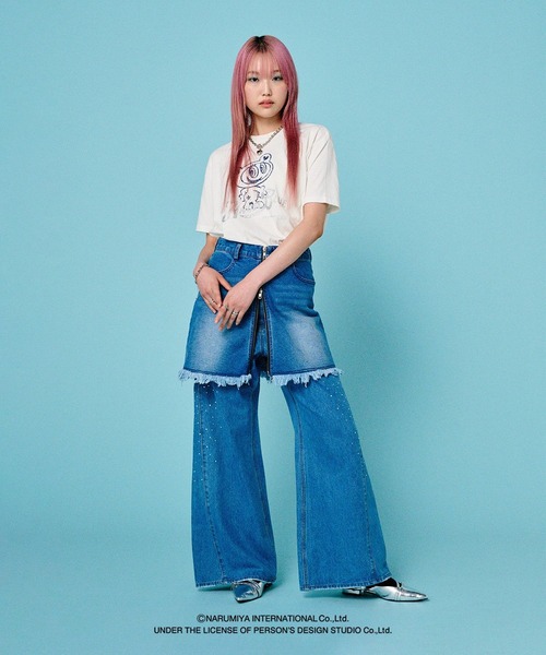 PAGEBOY（ページボーイ）の「<PAGEBOY×ANGEL BLUE>デニムミニスカート（スカート・レディース・ブラック/ブルー・FREE）」の4枚目の写真