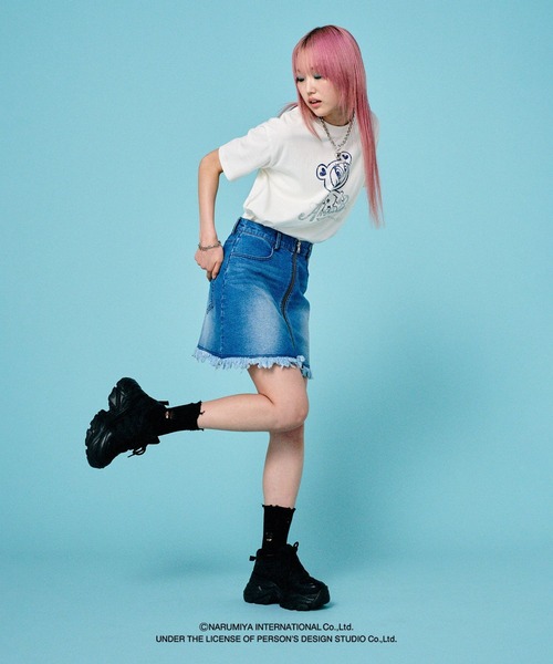 PAGEBOY（ページボーイ）の「<PAGEBOY×ANGEL BLUE>デニムミニスカート（スカート・レディース・ブラック/ブルー・FREE）」の3枚目の写真