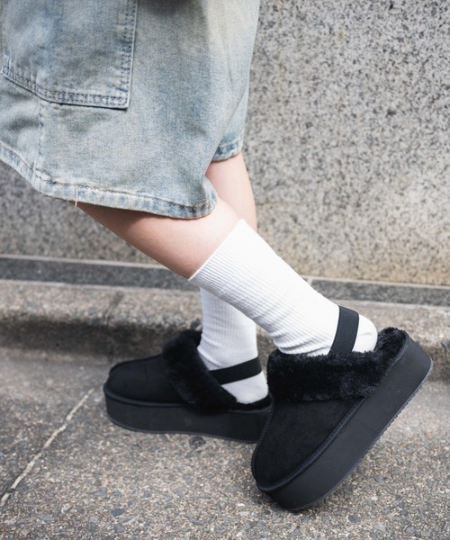 WEGO(ウィゴー)の「WEGO/厚底フェイクムートンサボ(スリッポン・レディース・ブラック/ベージュ/その他1・LARGE/MEDIUM)」の17枚目の写真