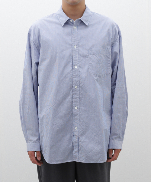 ATON(エイトン)の「ATON (エイトン) GIZA STRIPE WASHED SHIRT BLAGCW1004(シャツ/ブラウス・メンズ・ブルー系その他・6)」の1枚目の写真