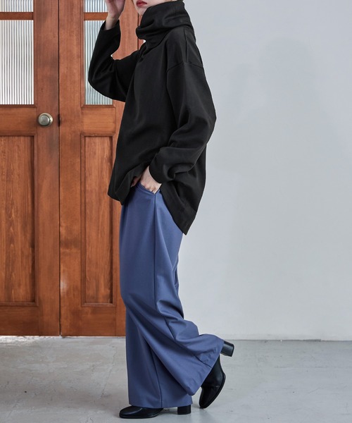 Fashion Letter（ファッションレター）の「【M-4L】オーバーサイズハイネックプルオーバー カットソー ビッグシルエット スウェット 長袖（Tシャツ/カットソー・レディース・杢グレー/ブラック/チャコールグレー・4L～5L/LL～3L/M～Ｌ）」の7枚目の写真
