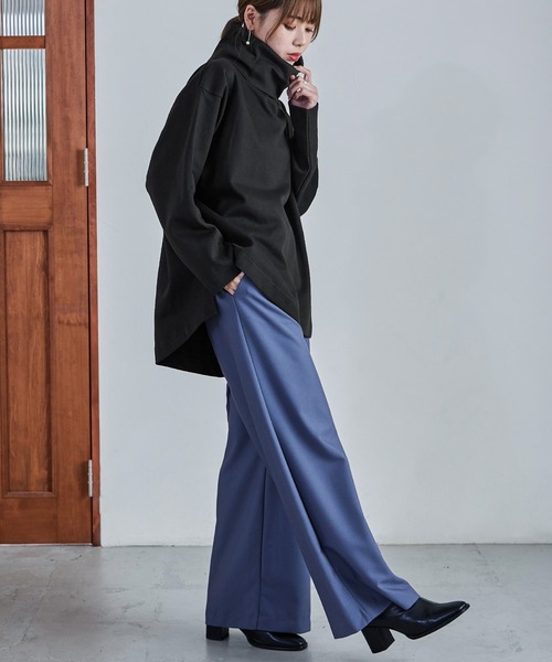 Fashion Letter（ファッションレター）の「【M-4L】オーバーサイズハイネックプルオーバー カットソー ビッグシルエット スウェット 長袖（Tシャツ/カットソー・レディース・杢グレー/ブラック/チャコールグレー・4L～5L/LL～3L/M～Ｌ）」の9枚目の写真