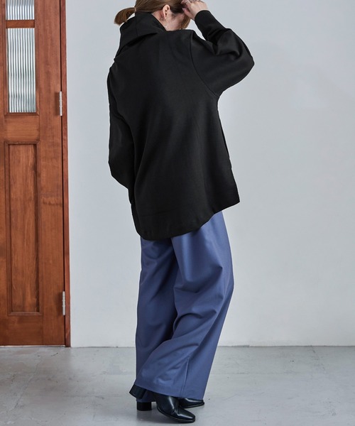 Fashion Letter（ファッションレター）の「【M-4L】オーバーサイズハイネックプルオーバー カットソー ビッグシルエット スウェット 長袖（Tシャツ/カットソー・レディース・杢グレー/ブラック/チャコールグレー・4L～5L/LL～3L/M～Ｌ）」の12枚目の写真