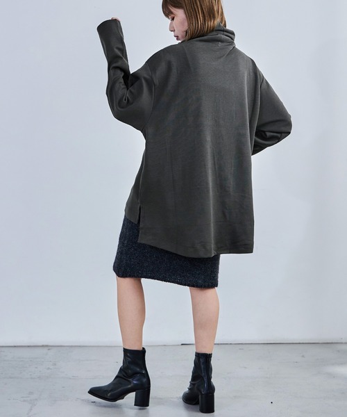Fashion Letter（ファッションレター）の「【M-4L】オーバーサイズハイネックプルオーバー カットソー ビッグシルエット スウェット 長袖（Tシャツ/カットソー・レディース・杢グレー/ブラック/チャコールグレー・4L～5L/LL～3L/M～Ｌ）」の20枚目の写真