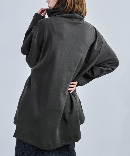 Fashion Letter（ファッションレター）の「【M-4L】オーバーサイズハイネックプルオーバー カットソー ビッグシルエット スウェット 長袖（Tシャツ/カットソー・レディース・杢グレー/ブラック/チャコールグレー・4L～5L/LL～3L/M～Ｌ）」の21枚目の写真