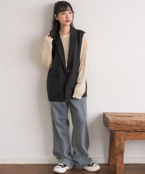 RETRO GIRL（レトロガール）の「【ゆるてろ】テーラーベスト（ベスト・レディース・ブラウン/チャコールグレー/ブラック・FREE）」の4枚目の写真