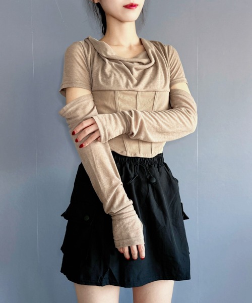 【袖が取り外せる2wayが秋コーデで大活躍◎】シアートップス（Tシャツ/カットソー）｜Silly（シリー）