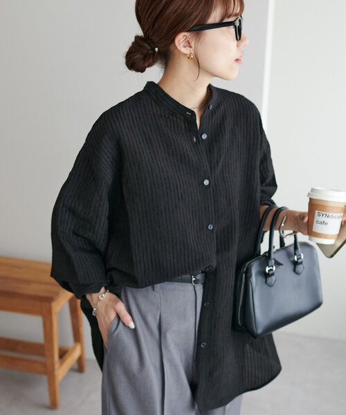 新色追加!/WEB限定】モールストライプバンドカラーシャツ（シャツ