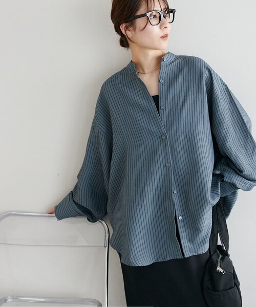 新色追加!/WEB限定】モールストライプバンドカラーシャツ（シャツ