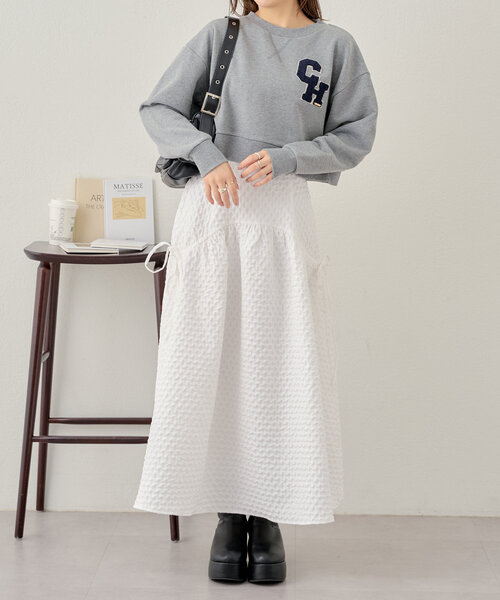 Chico（チコ）の「ジャガードボリュームロングスカート（スカート・レディース・グレー/ブラック/アイボリー・FREE）」の7枚目の写真