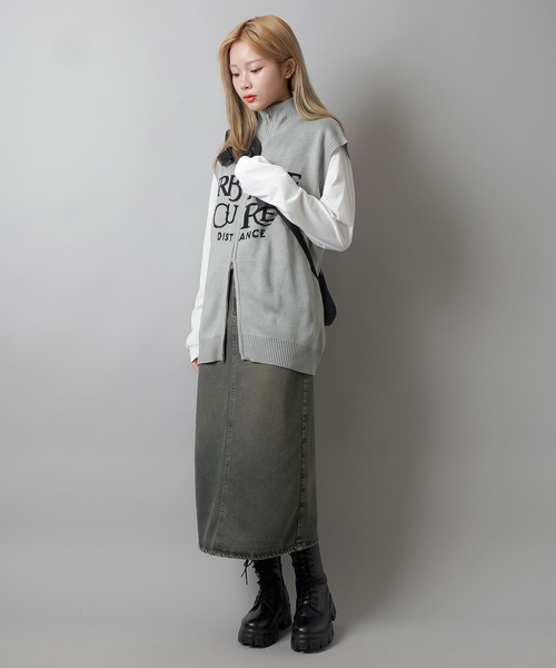 SPINNS（スピンズ）の「Wジップニットベスト（ベスト・レディース・グレー/ブラック/ネイビー・ONESIZE）」の9枚目の写真