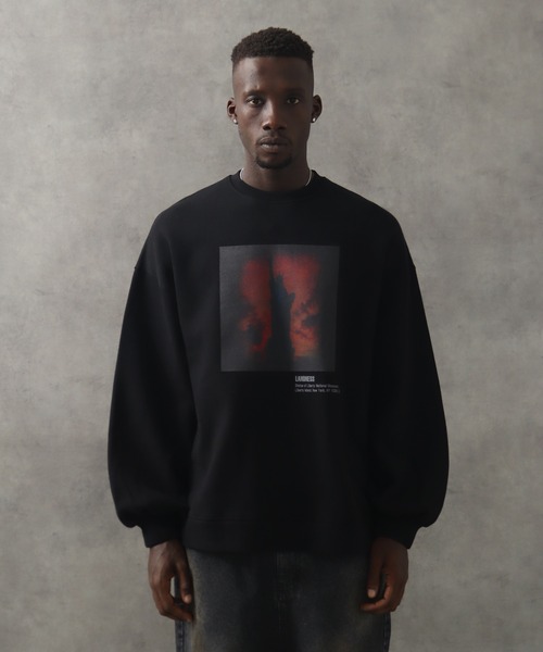 LANDNESS（ランドネス）の「【LANDNESS/ランドネス】ヘビーウェイト裏起毛 ピグメント/ソリッド グラフィックスウェット（スウェット・メンズ・ブラック系その他6/ブラック系その他4/ブラック系その他3/ブラック系その他/ブラック系その他2/ブラック系その他5・S/L/M）」の3枚目の写真
