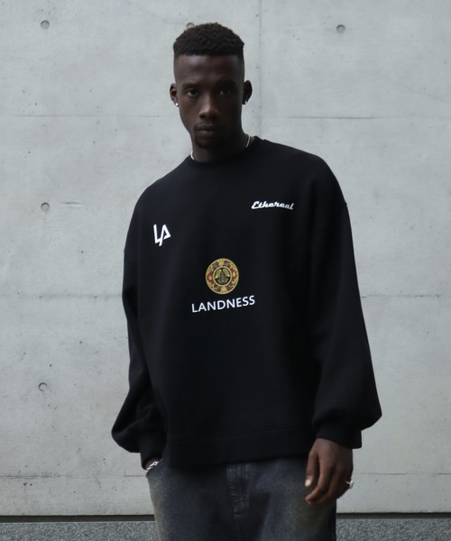 LANDNESS（ランドネス）の「【LANDNESS/ランドネス】ヘビーウェイト裏起毛 ピグメント/ソリッド グラフィックスウェット（スウェット・メンズ・ブラック系その他6/ブラック系その他4/ブラック系その他3/ブラック系その他/ブラック系その他2/ブラック系その他5・S/L/M）」の5枚目の写真