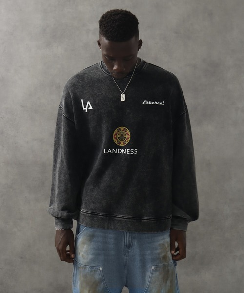 LANDNESS（ランドネス）の「【LANDNESS/ランドネス】ヘビーウェイト裏起毛 ピグメント/ソリッド グラフィックスウェット（スウェット・メンズ・ブラック系その他6/ブラック系その他4/ブラック系その他3/ブラック系その他/ブラック系その他2/ブラック系その他5・S/L/M）」の6枚目の写真