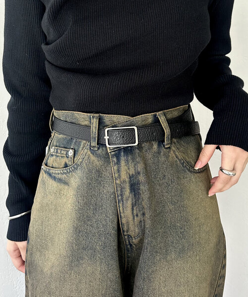 mystic（ミスティック）の「スクエアバックルベルト（ベルト・レディース・ブラウン/ブラック・ONE SIZE）」の2枚目の写真