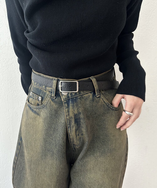 mystic（ミスティック）の「スクエアバックルベルト（ベルト・レディース・ブラウン/ブラック・ONE SIZE）」の5枚目の写真