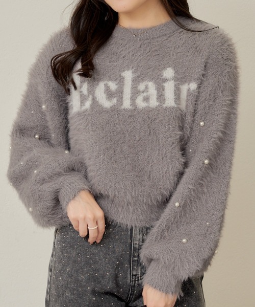 Another Branch olive des olive(アナザーブランチオリーブデオリーブ)の「フェザー袖パールプルオーバー(ニット/セーター・レディース・ピンク/モカ/チャコール/アイボリー・FREE)」の3枚目の写真