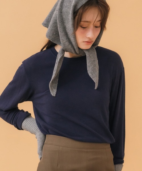 セール】ベーシックシアーロングスリーブカットソー/韓国 長袖 シアー