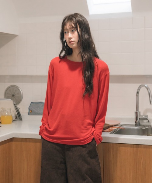 セール】ベーシックシアーロングスリーブカットソー/韓国 長袖 シアー