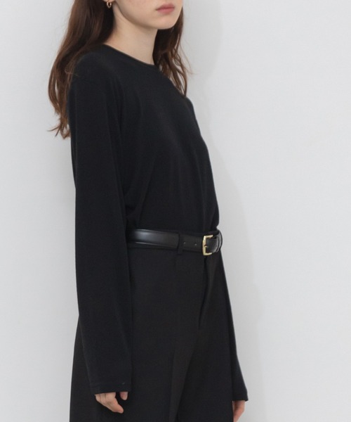 HEILIS（ヘイリス）の「【定番人気！HIT ITEM！】【新色追加】ベーシックシアーロングスリーブカットソー/韓国 長袖 秋服 冬服 春服 ノームコア シアー カットソー クルーネック ブラック アイボリー ホワイト ブルー レッド ネイビー  ピンク 赤トップス レイヤード インナー ロンT（Tシャツ/カットソー・レディース・ブラック/アイボリー/レッド/ブルー/ライトピンク/ネイビー/ライトブルー・FREE）」の21枚目の写真