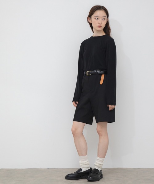 HEILIS（ヘイリス）の「【定番人気！HIT ITEM！】【新色追加】ベーシックシアーロングスリーブカットソー/韓国 長袖 秋服 冬服 春服 ノームコア シアー カットソー クルーネック ブラック アイボリー ホワイト ブルー レッド ネイビー  ピンク 赤トップス レイヤード インナー ロンT（Tシャツ/カットソー・レディース・ブラック/アイボリー/レッド/ブルー/ライトピンク/ネイビー/ライトブルー・FREE）」の18枚目の写真