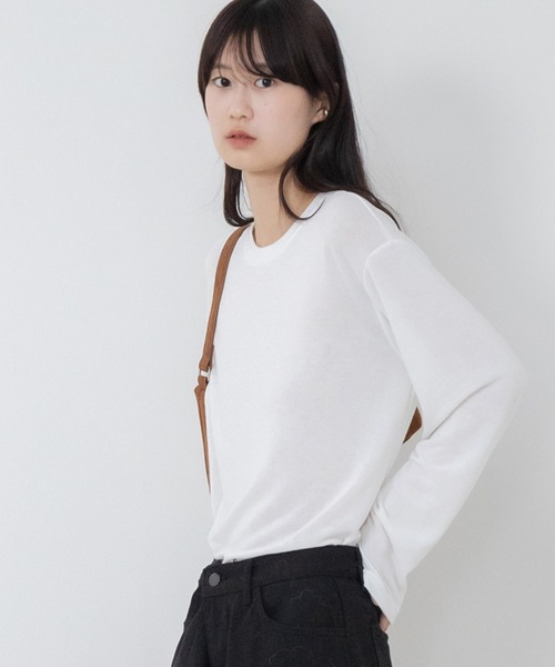 セール】ベーシックシアーロングスリーブカットソー/韓国 長袖