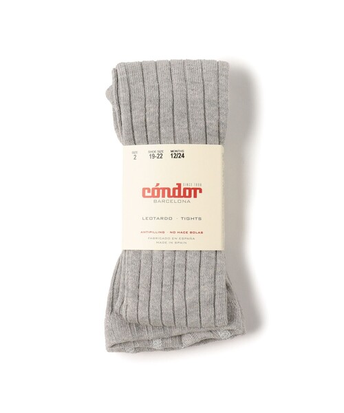 こども ビームス（コドモビームス）の「CONDOR / リブ タイツ（6ヶ月～2才）（タイツ/ストッキング・キッズ・グリーン系その他/イエロー系その他5/レッド系その他7/レッド系その他5/ブラック系その他2/グリーン系その他5/ライトブラウン/チャコールグレー/オフホワイト・2(1-2y)/0(6-12m)）」の2枚目の写真