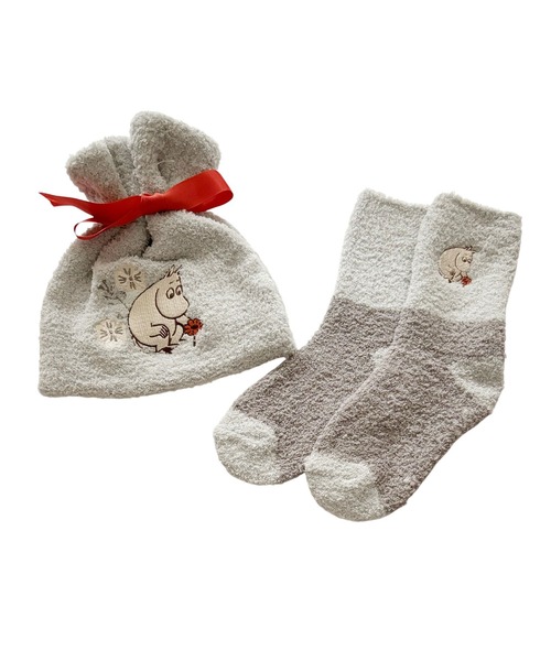 MOOMIN(ムーミン)の「【 MOOMIN 】 もこもこ靴下 in 巾着 24W10(ソックス/靴下・レディース・グレー/ピンク/レッド/ネイビー・FREE)」の5枚目の写真