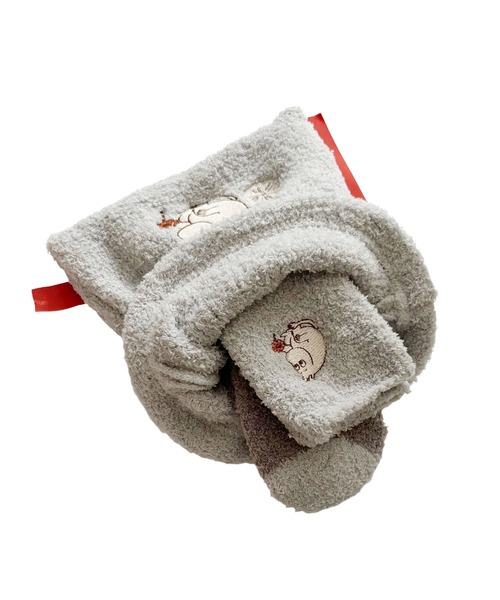 MOOMIN(ムーミン)の「【 MOOMIN 】 もこもこ靴下 in 巾着 24W10(ソックス/靴下・レディース・グレー/ピンク/レッド/ネイビー・FREE)」の7枚目の写真