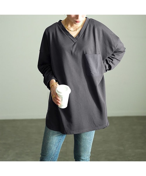 GOLDJAPAN(ゴールドジャパン)の「バックボタン異素材切り替えプルオーバー【大きいサイズ対応】(Tシャツ/カットソー・レディース・ブラック/グレー・4L~5L/LL~3L)」の13枚目の写真