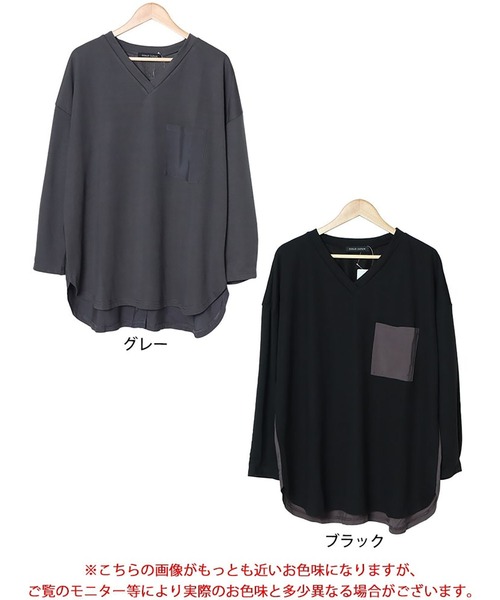 GOLDJAPAN(ゴールドジャパン)の「バックボタン異素材切り替えプルオーバー【大きいサイズ対応】(Tシャツ/カットソー・レディース・ブラック/グレー・4L~5L/LL~3L)」の17枚目の写真