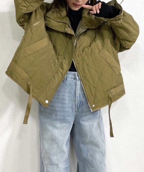 gossara(ゴサラ)の「Nワッシャー縦キルトJK(ブルゾン・レディース・ベージュ系/カーキ・MEDIUM)」の15枚目の写真