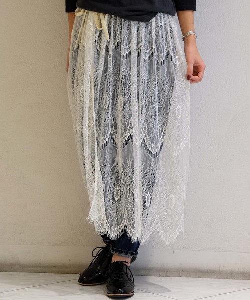 Another Edition（アナザーエディション）の「レースラップスカート/AEFC LACE WRAP  SK◆（スカート・レディース・オフホワイト/ブラウン/ネイビー・フリー）」の2枚目の写真
