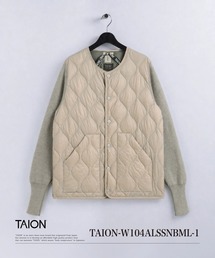 【TAION(タイオン)】〈ウィメンズ〉 ミリタリー クルーネック ニット+ダウンジャケット-ソフトシェル