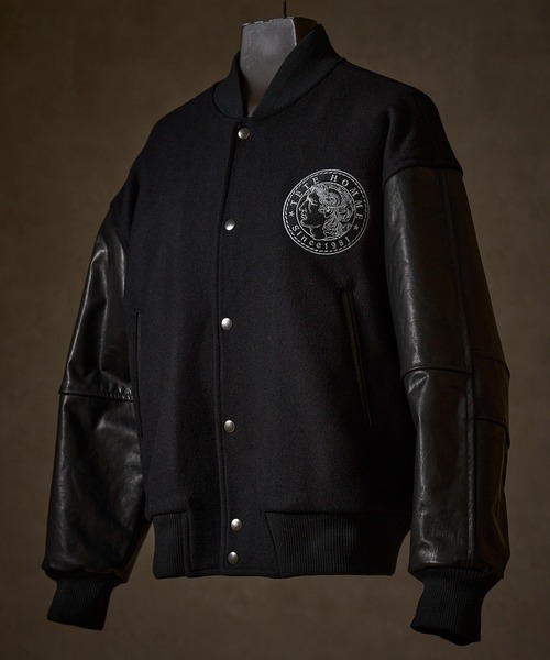 テットオム TETE HOMME スタンドカラー レザーブルゾン 7ag TETE HOMME