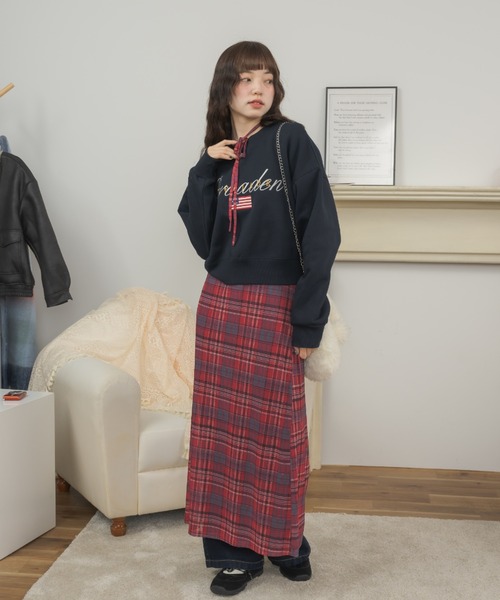 Birthday room(バースデイルーム)の「〈チョーカー取り外し可能〉チェックパターンシアーロングワンピース / checkered sheer long one-piece(ワンピース・レディース・ブラウン/レッド/グレー・FREE)」の7枚目の写真