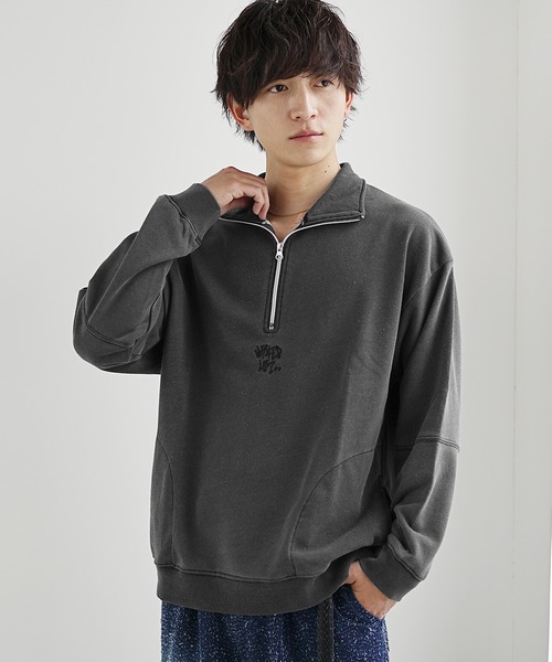 MinoriTY（マイノリティ）の「【MinoriTY select】裏毛インディゴ染め刺繍ハーフZIPプルオーバー（スウェット・メンズ・インディゴブルー/ブラック・L/M）」の7枚目の写真