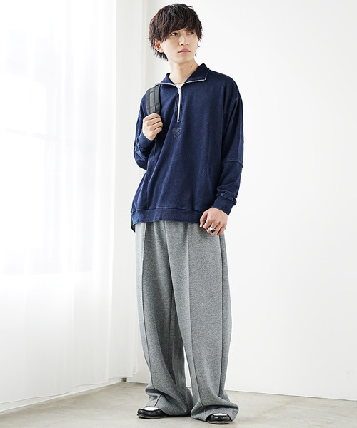 MinoriTY（マイノリティ）の「【MinoriTY select】裏毛インディゴ染め刺繍ハーフZIPプルオーバー（スウェット・メンズ・インディゴブルー/ブラック・L/M）」の12枚目の写真