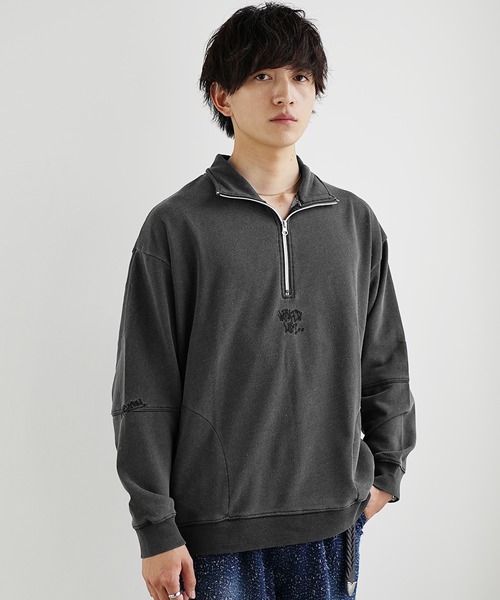 MinoriTY（マイノリティ）の「【MinoriTY select】裏毛インディゴ染め刺繍ハーフZIPプルオーバー（スウェット・メンズ・インディゴブルー/ブラック・L/M）」の4枚目の写真