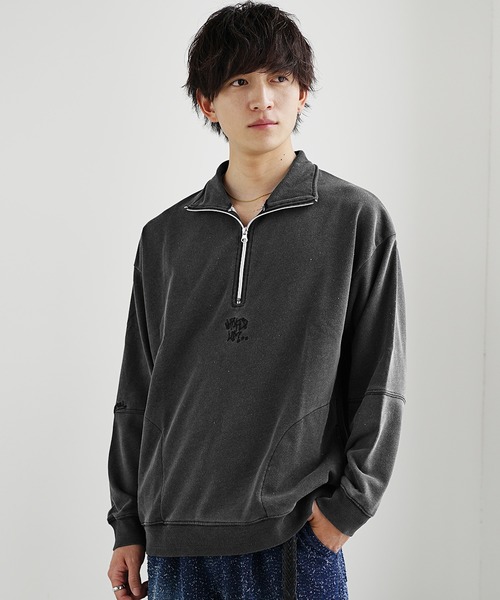 MinoriTY（マイノリティ）の「【MinoriTY select】裏毛インディゴ染め刺繍ハーフZIPプルオーバー（スウェット・メンズ・インディゴブルー/ブラック・L/M）」の5枚目の写真