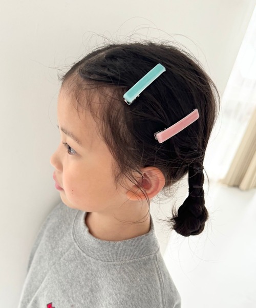 LOWRYS FARM（ローリーズファーム）の「カラーベロア2Pクリップ 287220（ヘアバンド・キッズ・カーキ/ピンク/イエロー/ブラウン/パープル・FREE）」の5枚目の写真