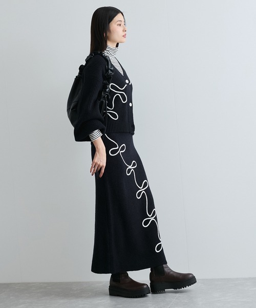 【セール】【WEB/1部店舗限定】リボンコード刺繍Vネックカーディガン【セットアップ対応】（カーディガン/ボレロ）｜VIS（ビス）