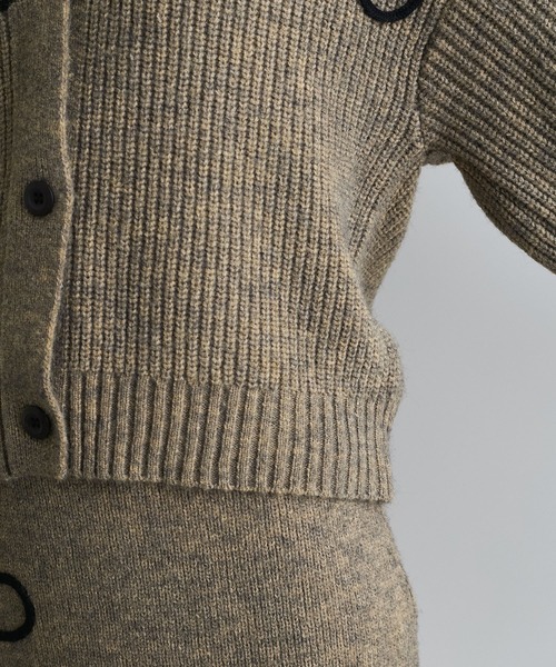 【セール】【WEB/1部店舗限定】リボンコード刺繍Vネックカーディガン【セットアップ対応】（カーディガン/ボレロ）｜VIS（ビス）