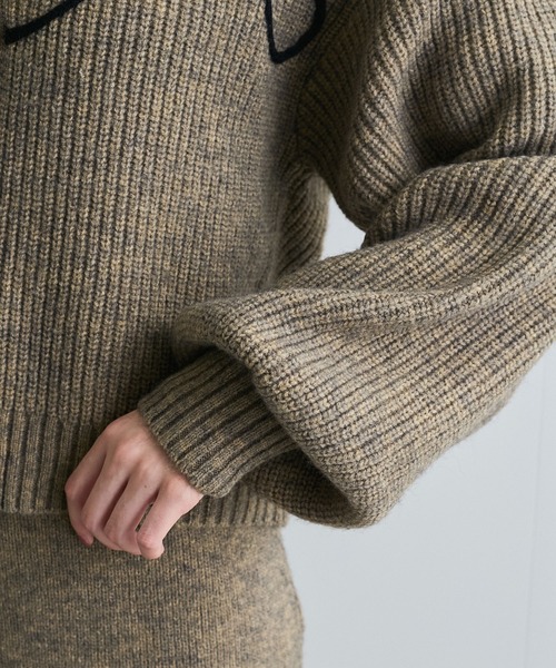 【セール】【WEB/1部店舗限定】リボンコード刺繍Vネックカーディガン【セットアップ対応】（カーディガン/ボレロ）｜VIS（ビス）