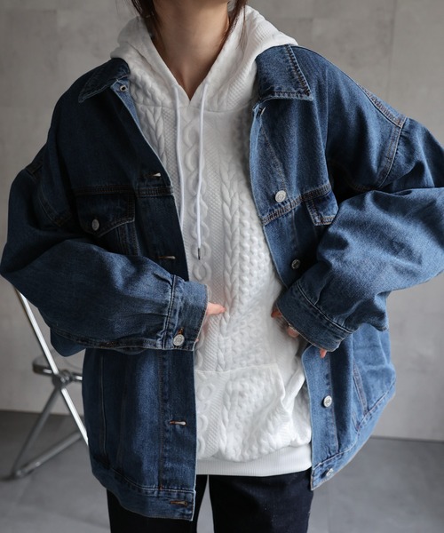 CREARE -LINO-（クレアーレリノ）の「〈ユニセックス商品〉ケーブル編み風パーカー/フーディ（パーカー・メンズ・オフホワイト/ブラック/グレー・M/L）」の15枚目の写真